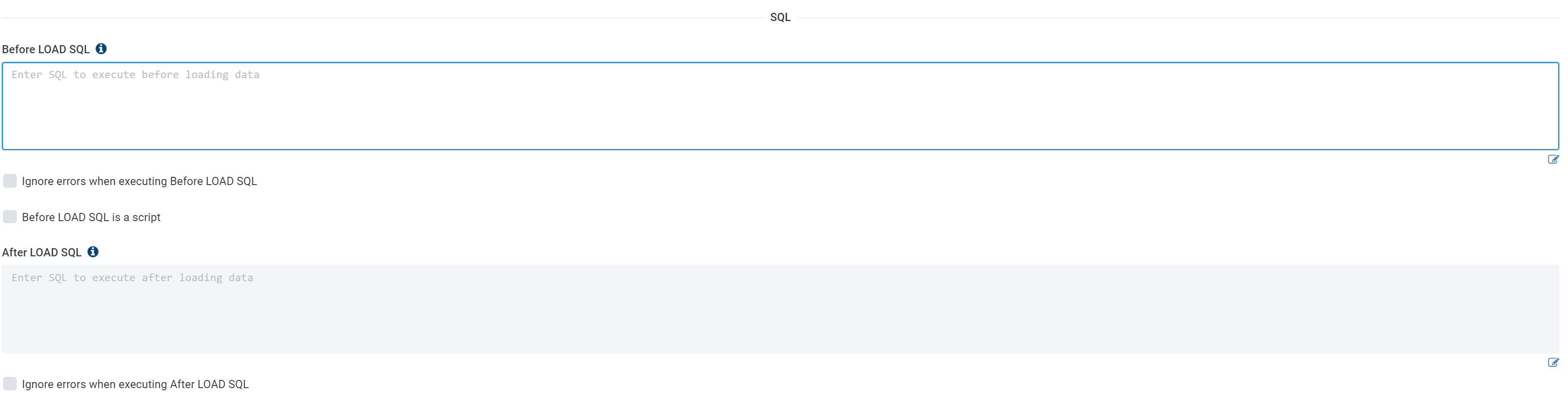 Before/After SQL configuration