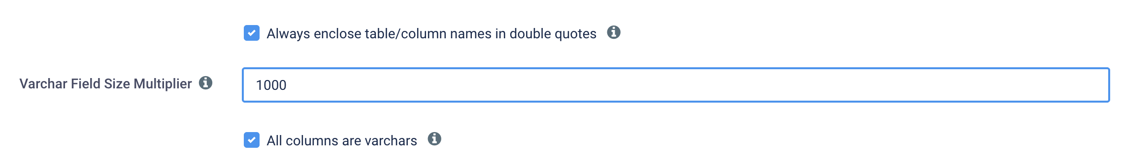 Temp database connection settings