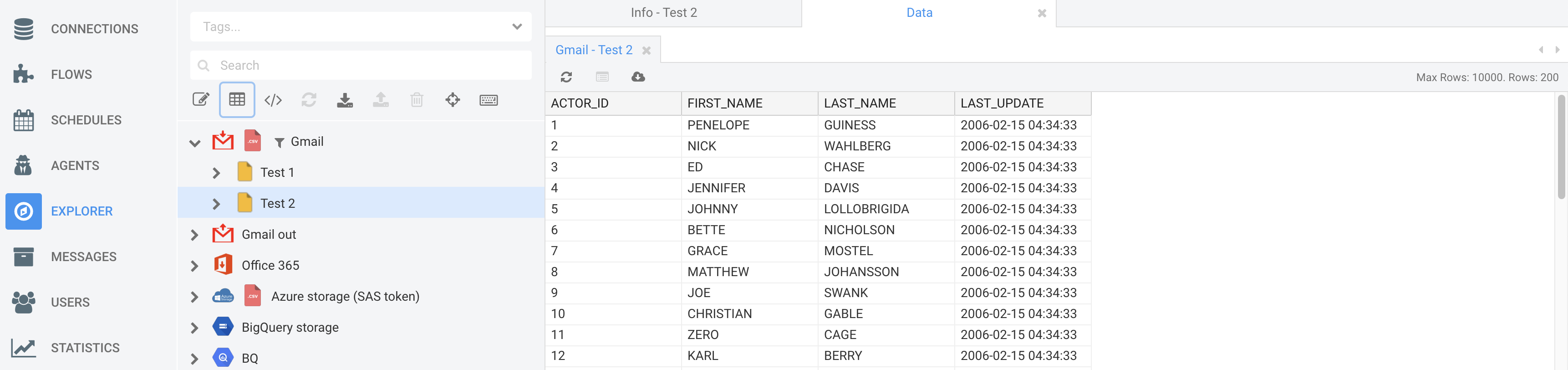 Inbound emails in Etlworks Explorer